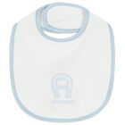 Baby Boys White & Blue Logo Bib, 2, hi-res