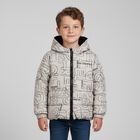 Younger Boys Beige & Black Reversible Puffer Jacket, 1, hi-res