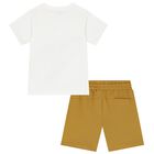 Boys White & Yellow Turtle Shorts Set, 4, hi-res