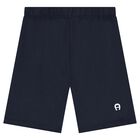 Boys White & Navy Blue Shorts Set, 1, hi-res