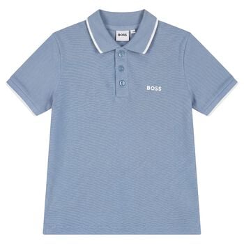 Boys Mini Me Blue Logo Polo Shirt
