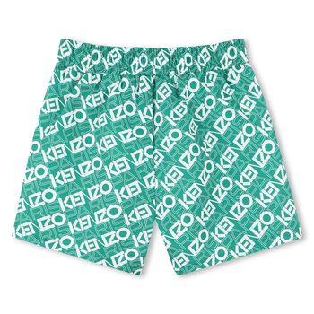 Boys Green Logo Swim Shorts