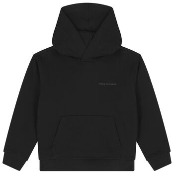 Boys Black Logo Hooded Top