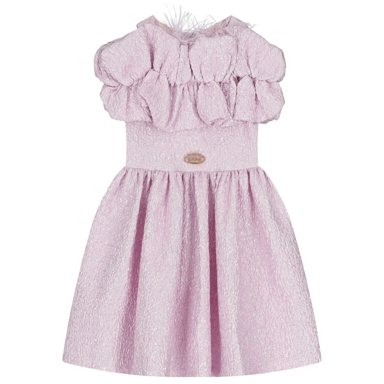 Girls Purple Logo Ruffled Dress, 1, hi-res