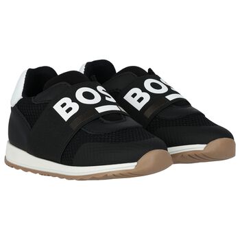 Boys Black Logo Trainers