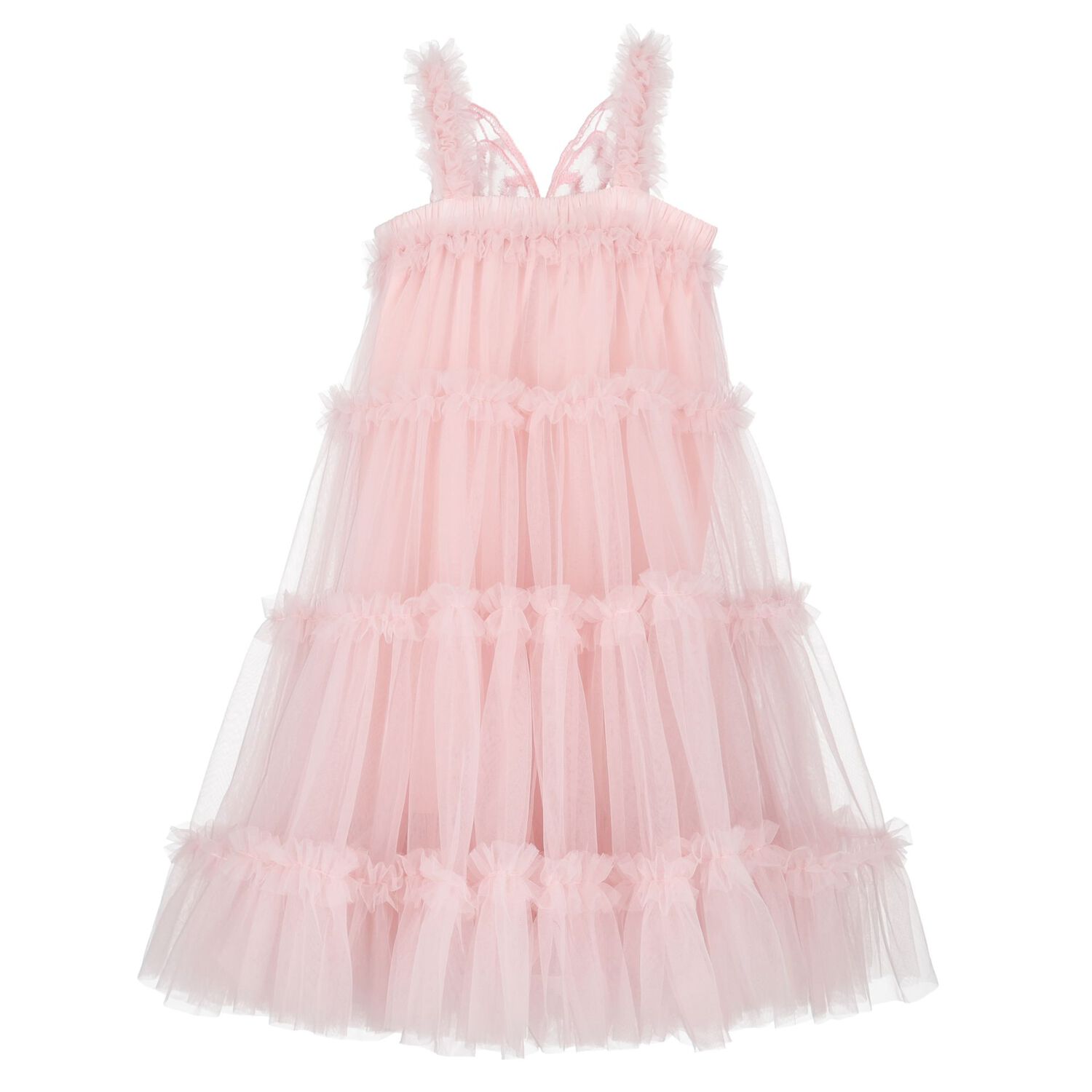 Girls Pink Butterfly Tulle Dress, 1, hi-res image number null