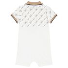 Baby Boys White Logo Romper, 1, hi-res