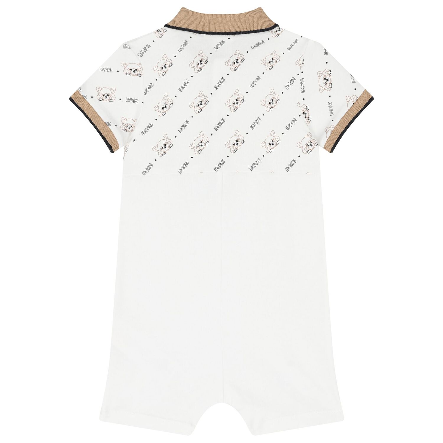 Baby Boys White Logo Romper, 1, hi-res