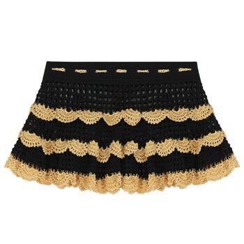 Girls Black & Gold Crochet Skirt