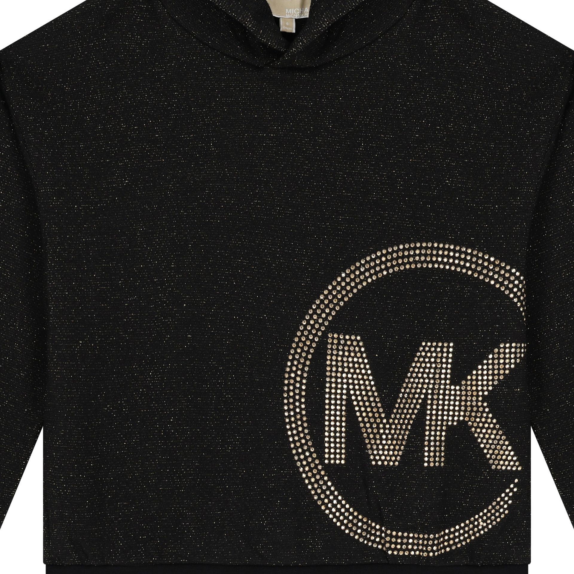 MICHAEL KORS Girls Black Gold Logo Hooded Top Junior Couture UK