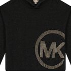 Girls Black & Gold Logo Hooded Top, 1, hi-res
