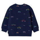 Baby Boys Navy Vehicles Sweatshirt, 1, hi-res