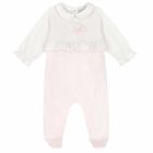Baby Girls White & Pink Babygrow, 1, hi-res