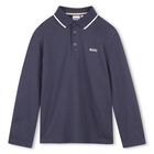 Boys Navy Blue Logo Polo Shirt, 2, hi-res