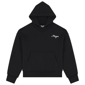 Boys Black Logo Hooded Top