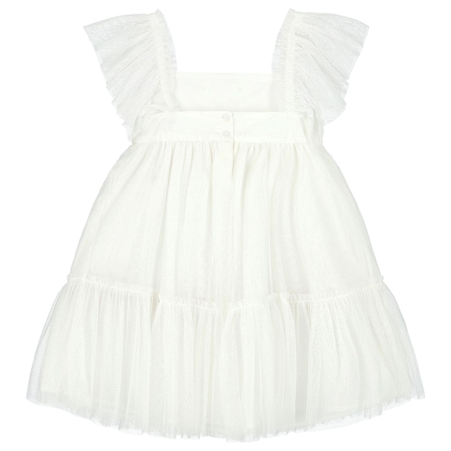 Girls White Tulle Dress, 1, hi-res