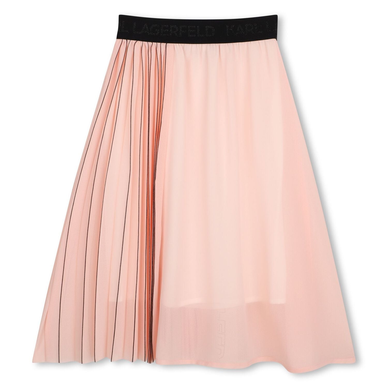 Girls Pink & Black Logo Pleated Skirt, 1, hi-res