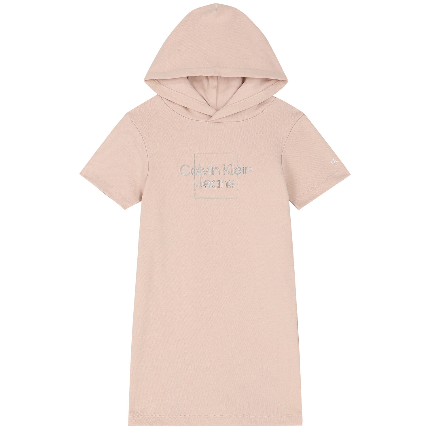 Girls Pale Pink Logo Hooded Dress, 1, hi-res