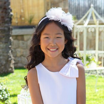 Girls Pink Tulle Bow Headband
