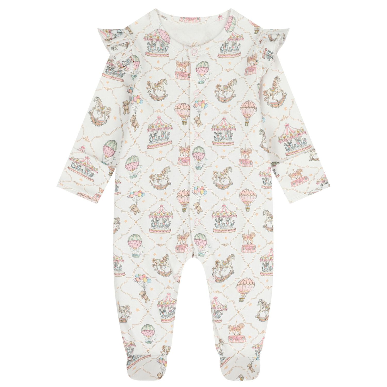 Baby Girls Pink & White Carousel & Hot Air Balloon Babygrow Gift Set, 1, hi-res