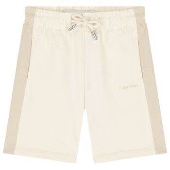 Boys Ivory & Beige Cotton Jersey Shorts