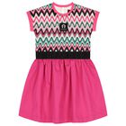 Girls Pink Logo Zig-Zag Dress, 1, hi-res