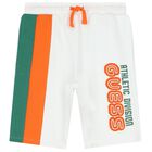 Boys White Logo Shorts, 1, hi-res