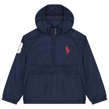 Boys Navy Blue Pony Logo Jacket