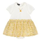 Baby Girls Ivory & Gold Barocco Bodysuit Dress, 1, hi-res