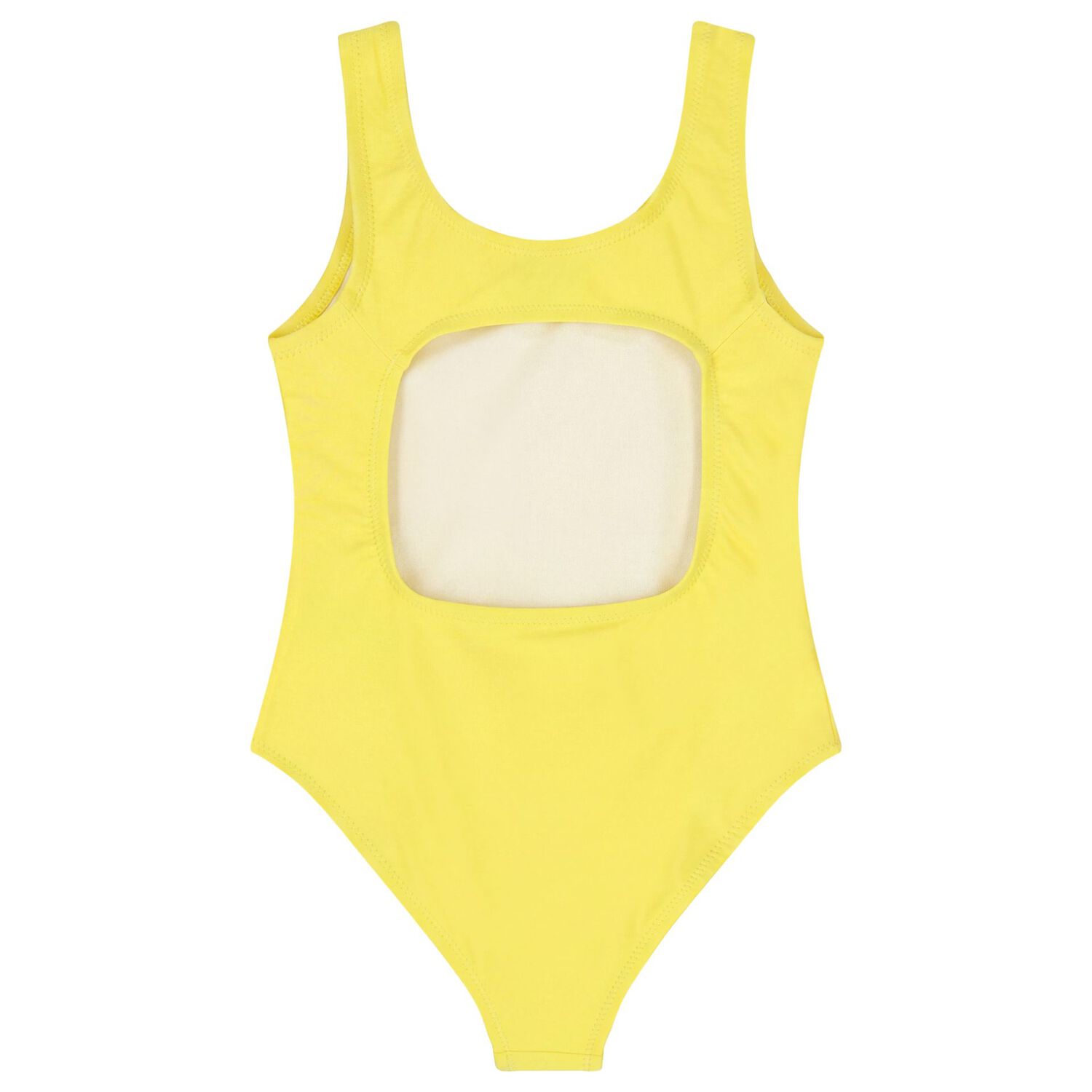 Girls Yellow Logo Swimsuit, 1, hi-res