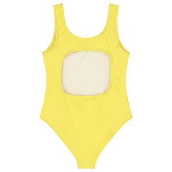 Girls Yellow Logo Swimsuit