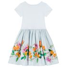 Girls Blue Floral Dress, 2, hi-res