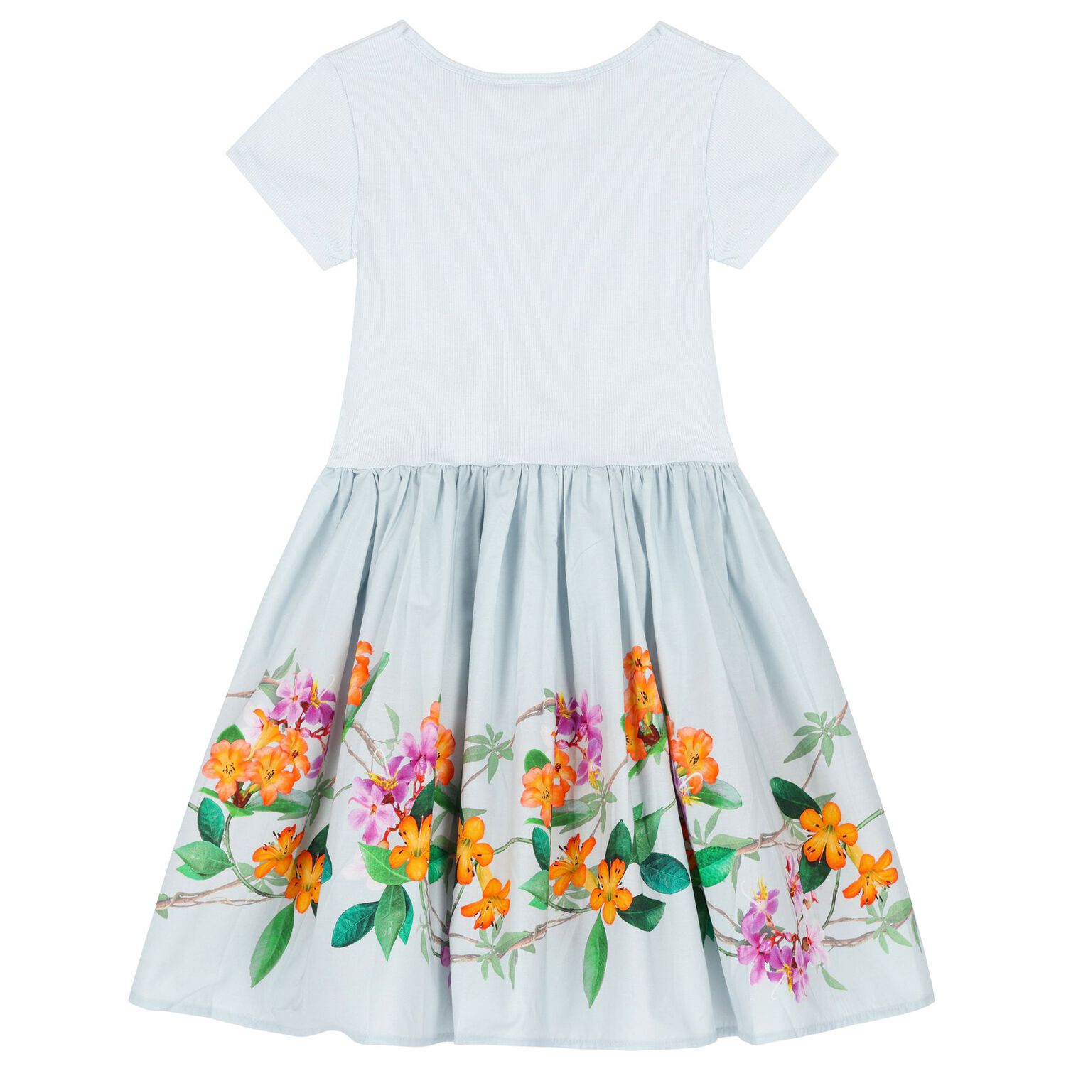 Girls Blue Floral Dress, 2, hi-res