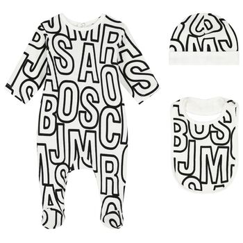 Baby Boys White & Black Babygrow Set