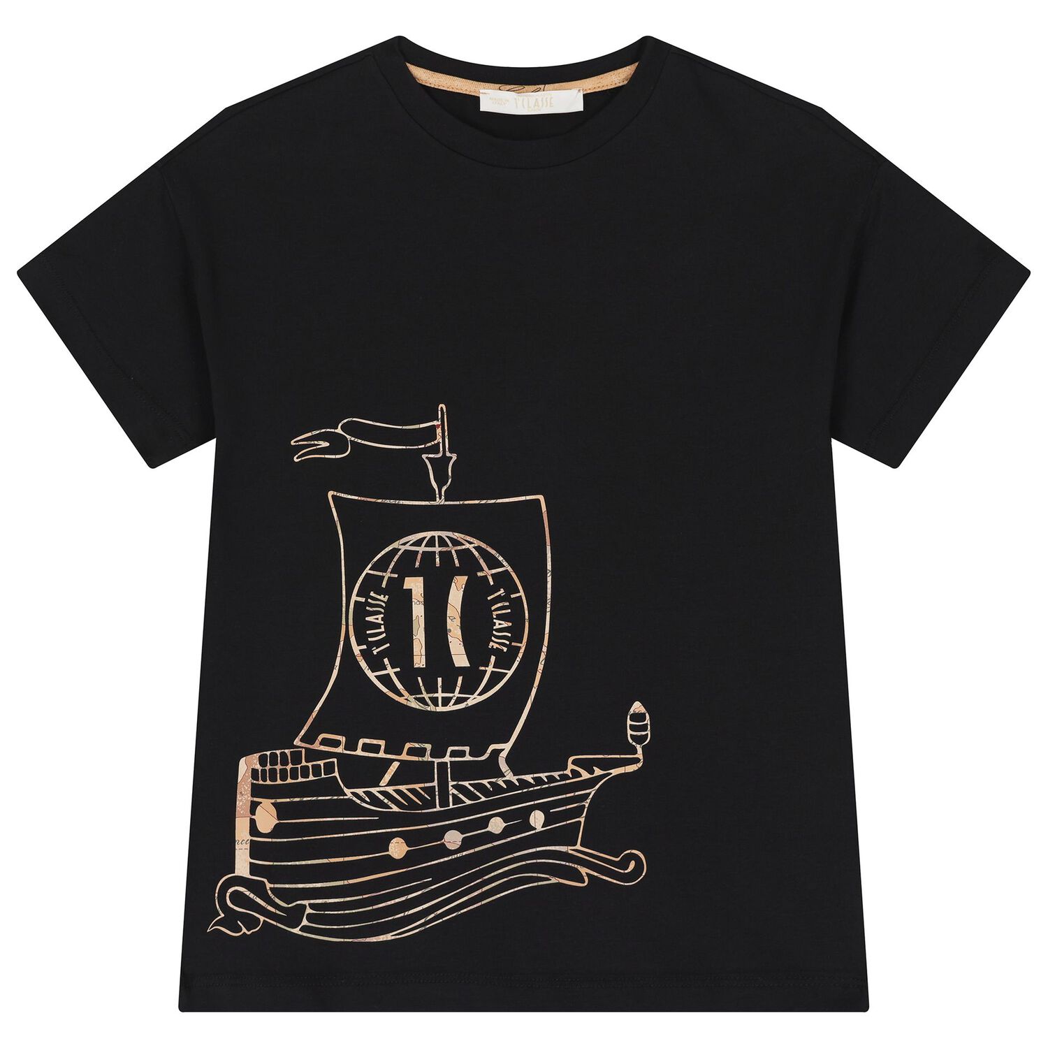 Boys Black & Beige Geo Map Shorts Set, 1, hi-res