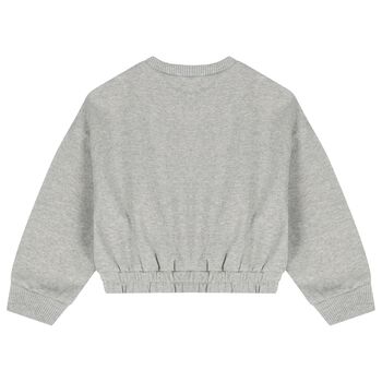 Girls Grey Embroidered Heart Sweatshirt
