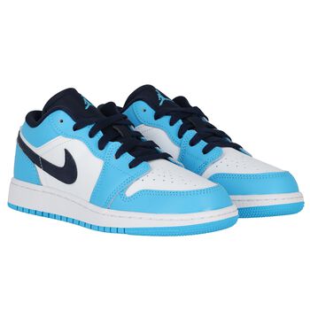 Blue & White Air Jordan 1 Low Trainers