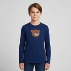 Boys Blue Teddy Bear Long Sleeve Top, 3, hi-res