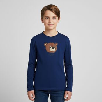 Boys Blue Teddy Bear Long Sleeve Top, 3 Boys Blue Teddy Bear Long Sleeve Top