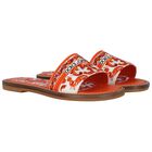 Girls White & Orange Canvas Majolica Sliders, 1, hi-res