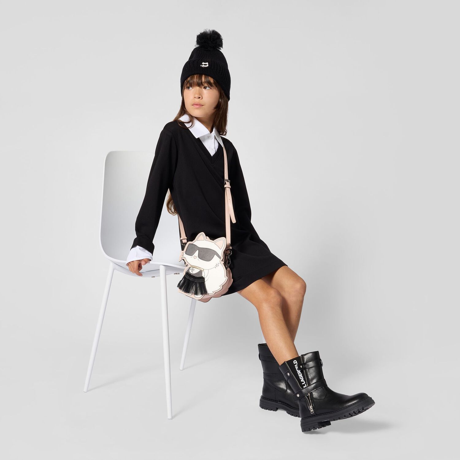 Girls White Choupette Handbag ( 21cm ), 1, hi-res
