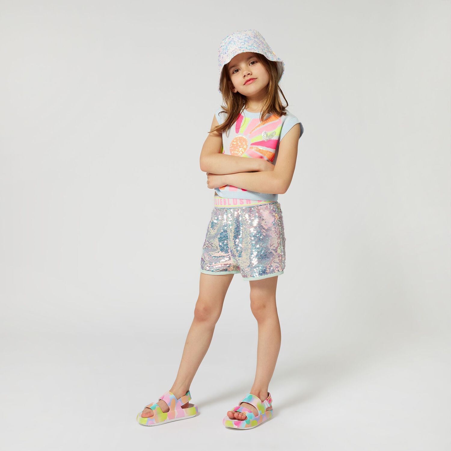 Girls Multi-Coloured Striped Sandals, 1, hi-res image number null