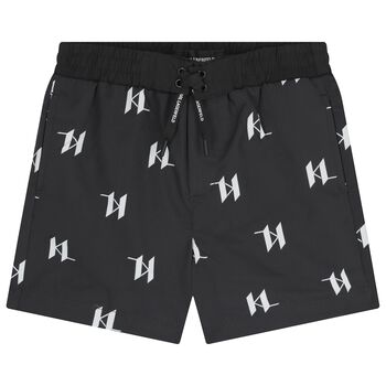 Boys Mini Me Black Logo Swim Shorts