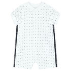 White & Navy Logo Romper, 1, hi-res