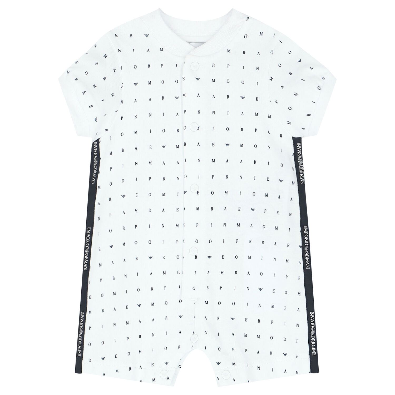 White & Navy Logo Romper, 1, hi-res