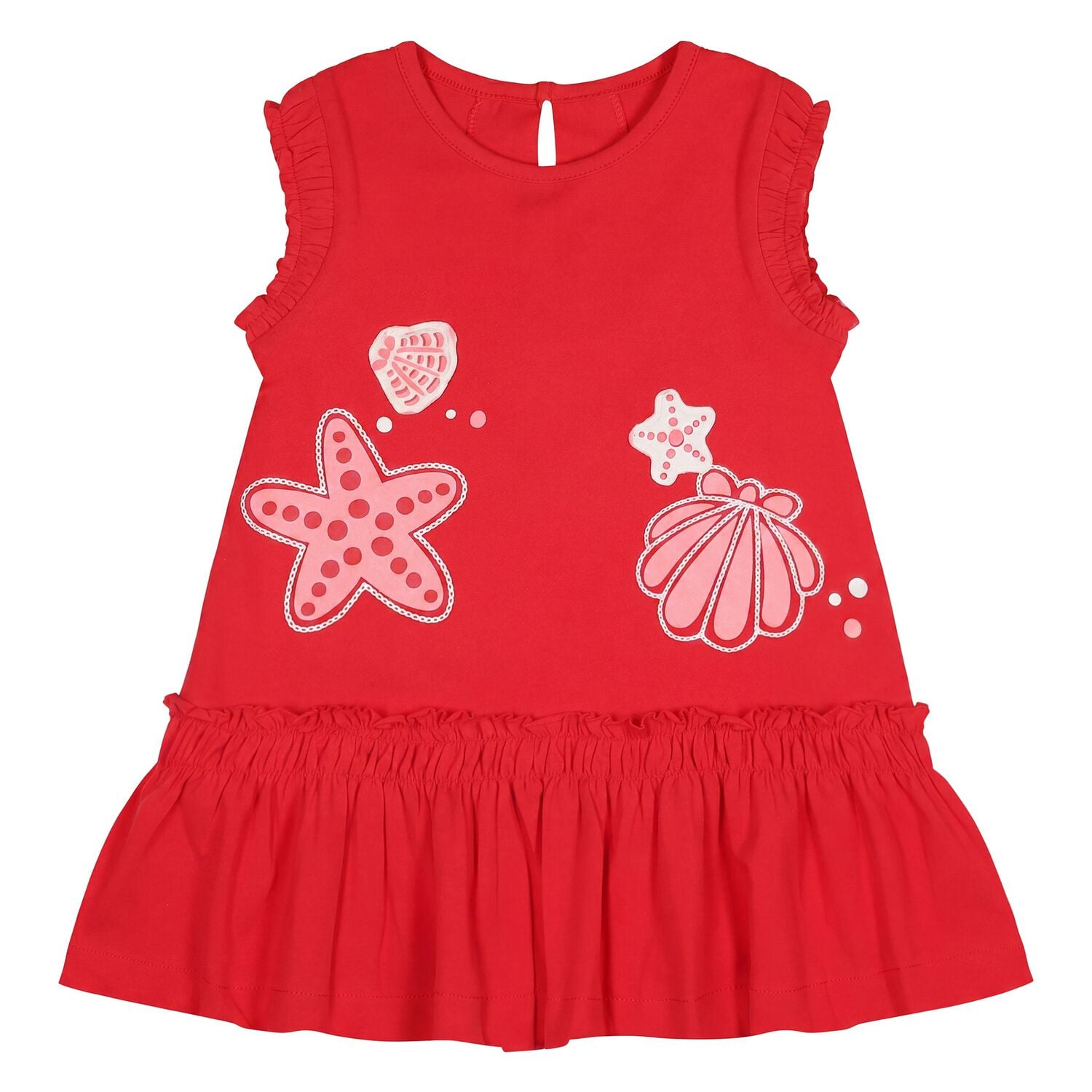 Younger Girls Red Shell Dress, 1, hi-res