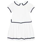 Girls White & Navy Blue Dress, 1, hi-res