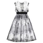 Girls White & Black Tulle Dress, 2, hi-res