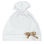 Baby Girls White Bow Hat, 1, hi-res