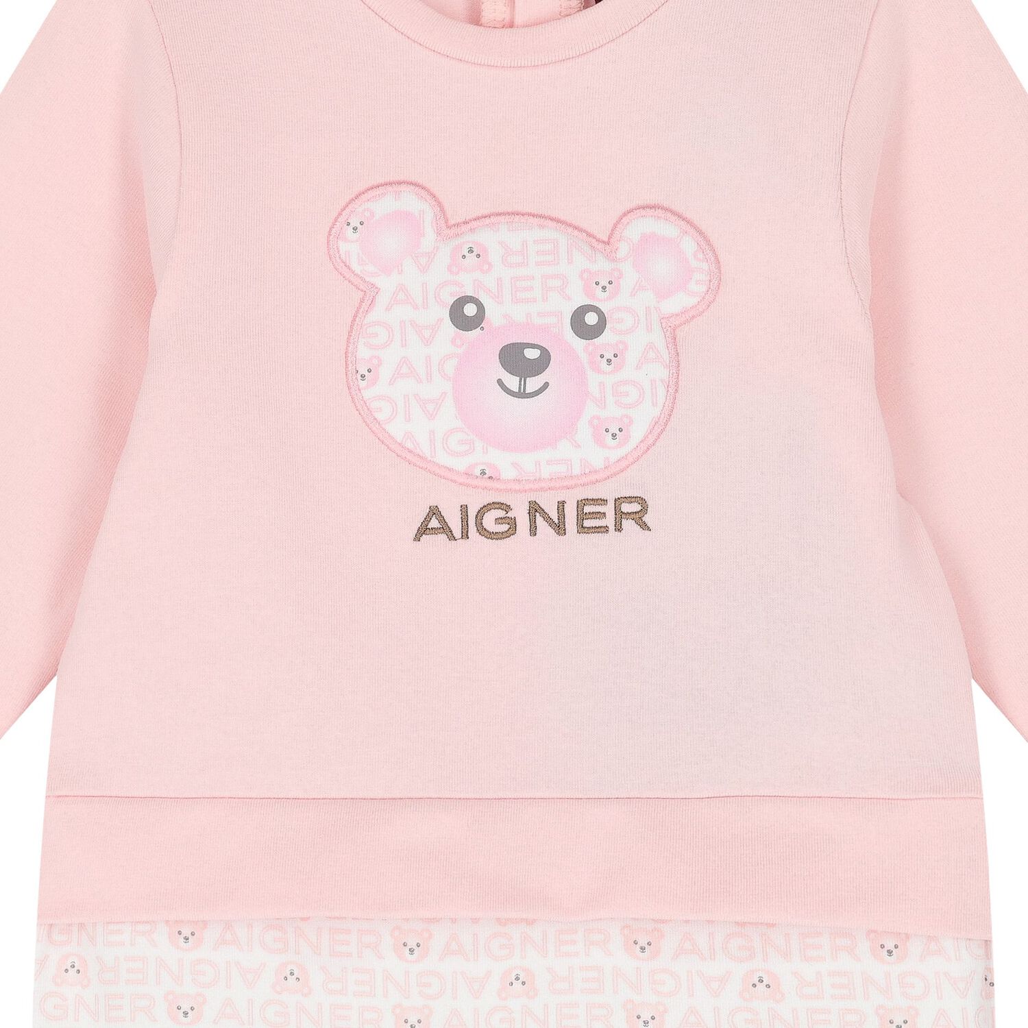 Baby Girls White & Pink Teddy Bear Babygrow, 3, hi-res
